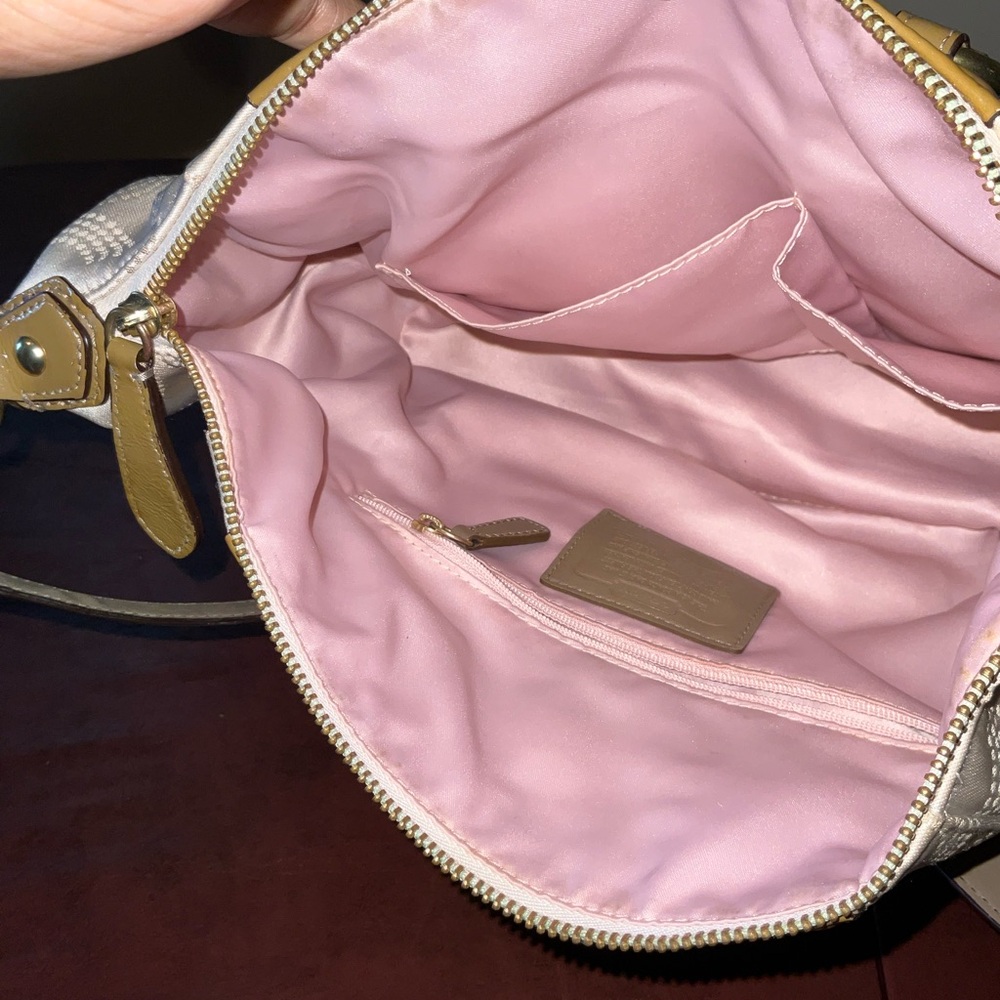 Coach Ashley Dotted Op Art Sateen Satchel Cream Patent Y2K F20027 coquette glam - Picture 9 of 16